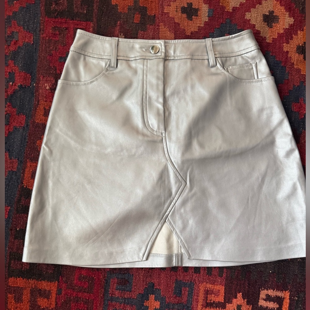 Top shop metallic silver mini skirt.